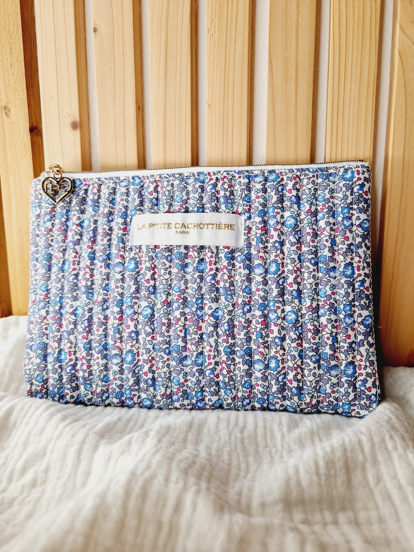Pochette A5 - Liberty bleu et blanc