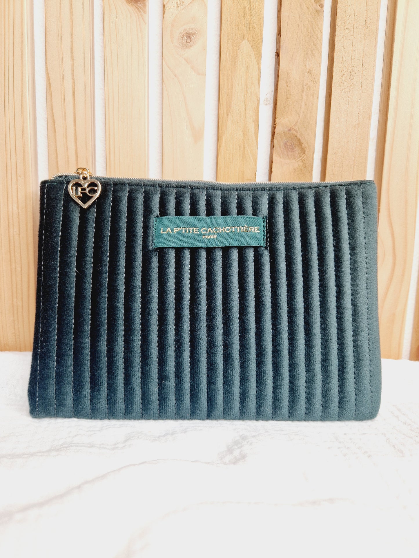 Pochette A5 - Velours vert