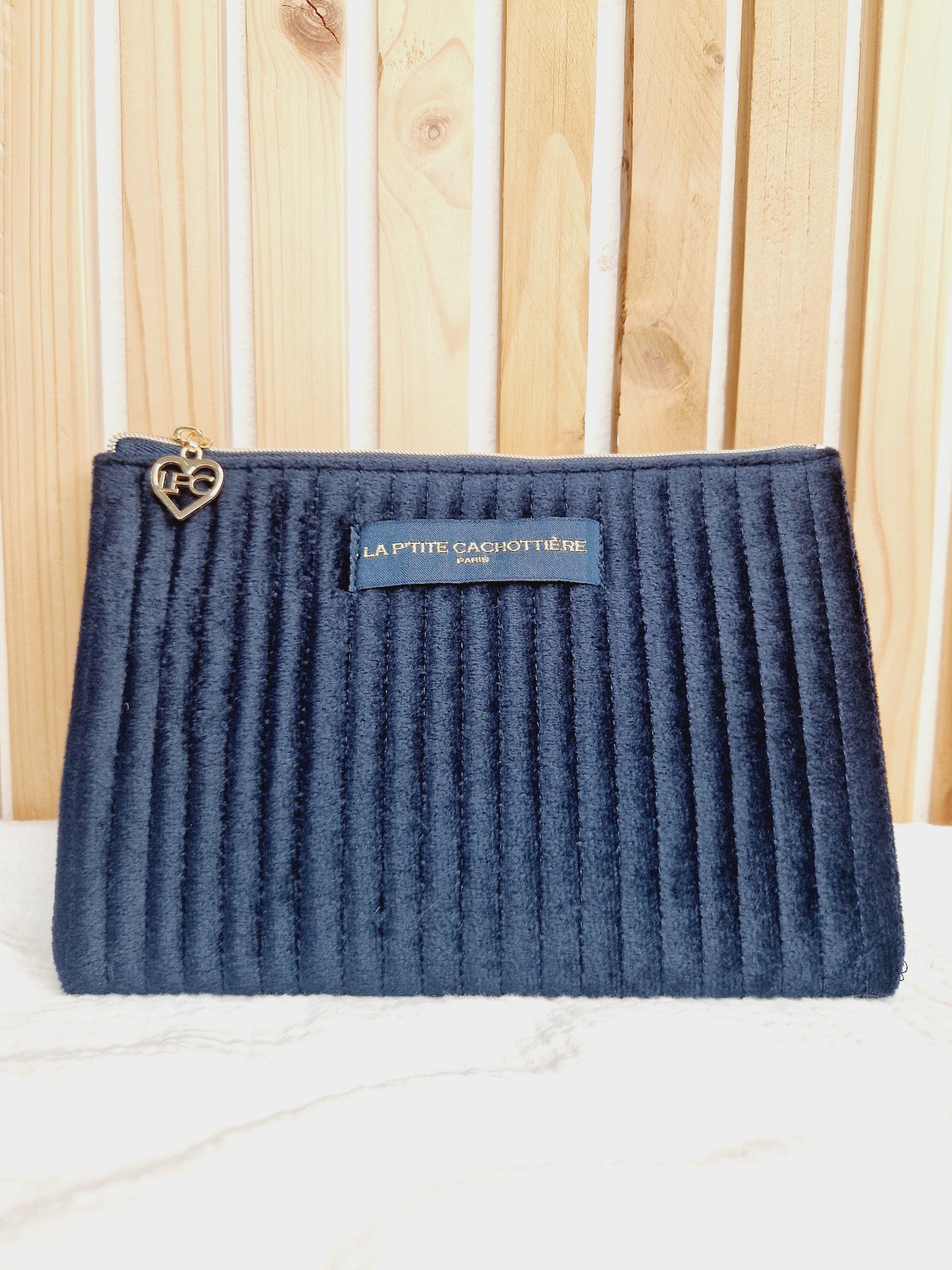 Pochette A5 - Velours bleu marine