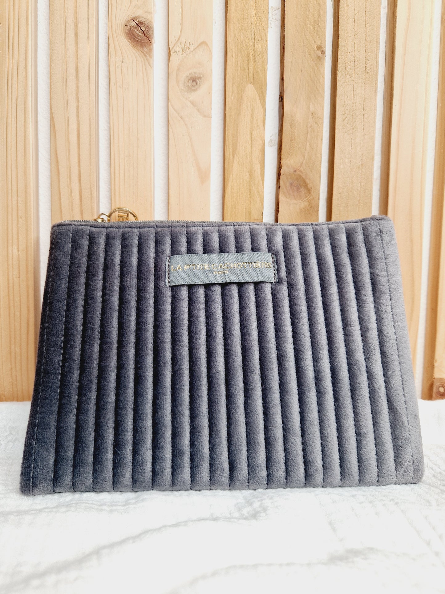Pochette A5 - Velours gris