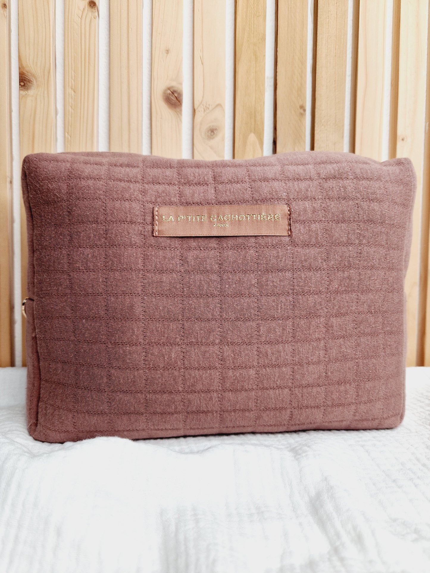 Trousse Jaipur L - Molleton gaufré taupe