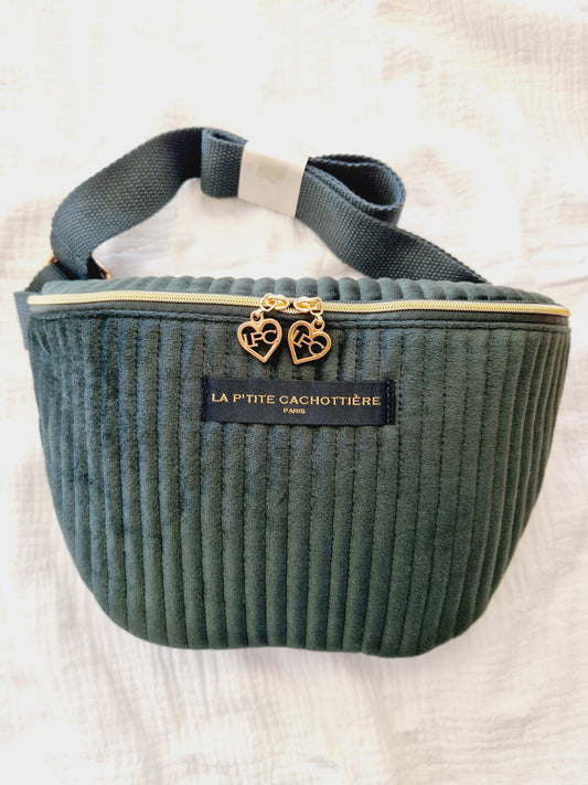 Sac banane velours vert