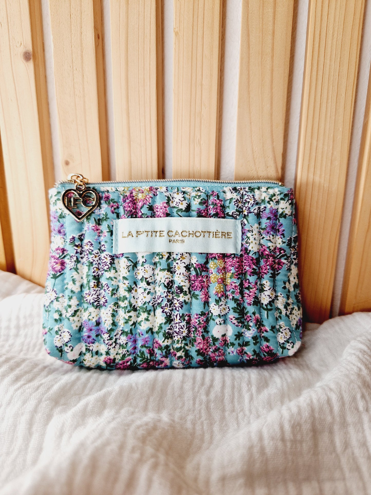 Porte-monnaie - Liberty bleu et rose
