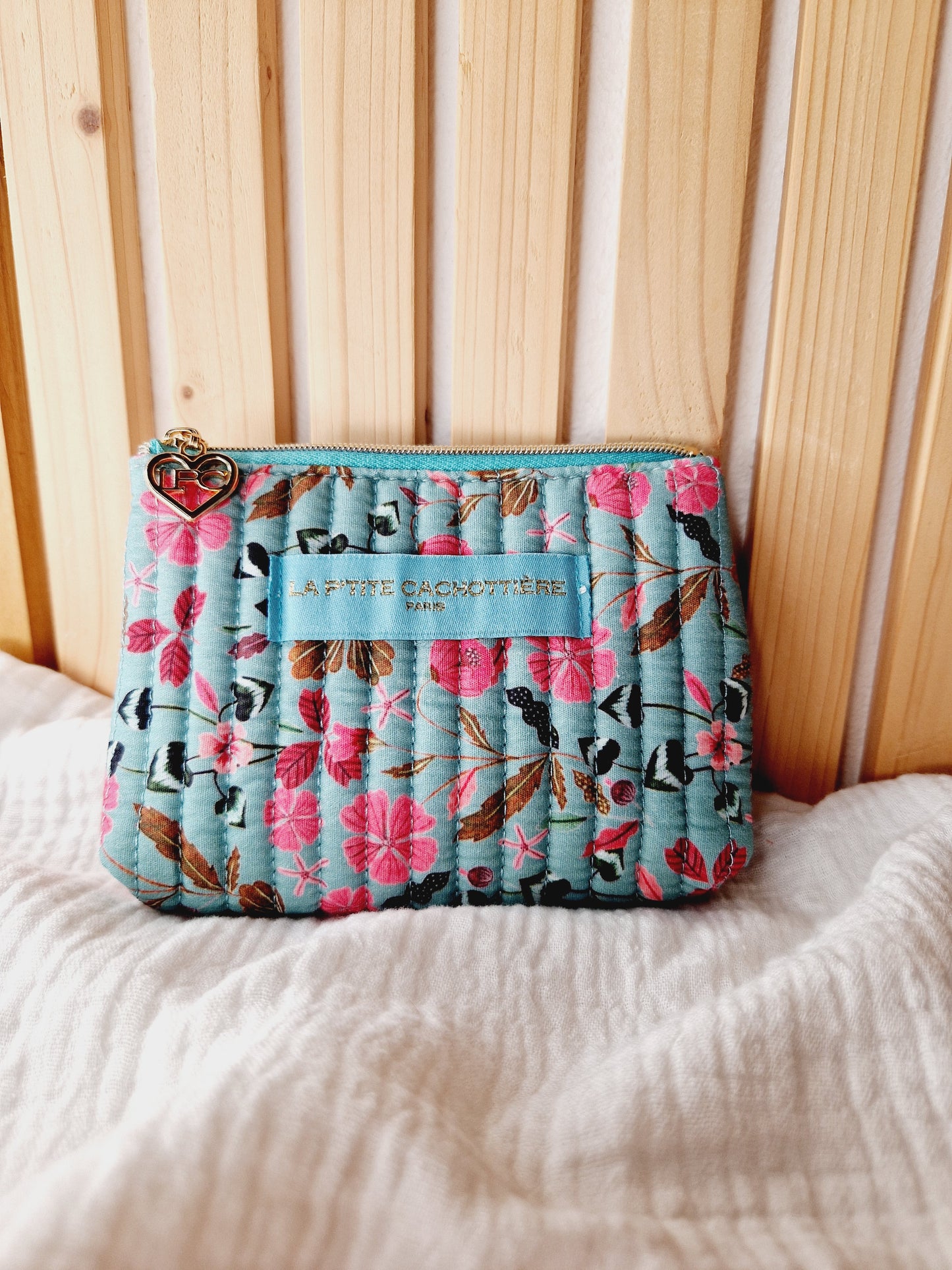 Porte-monnaie - Liberty bleu et rose