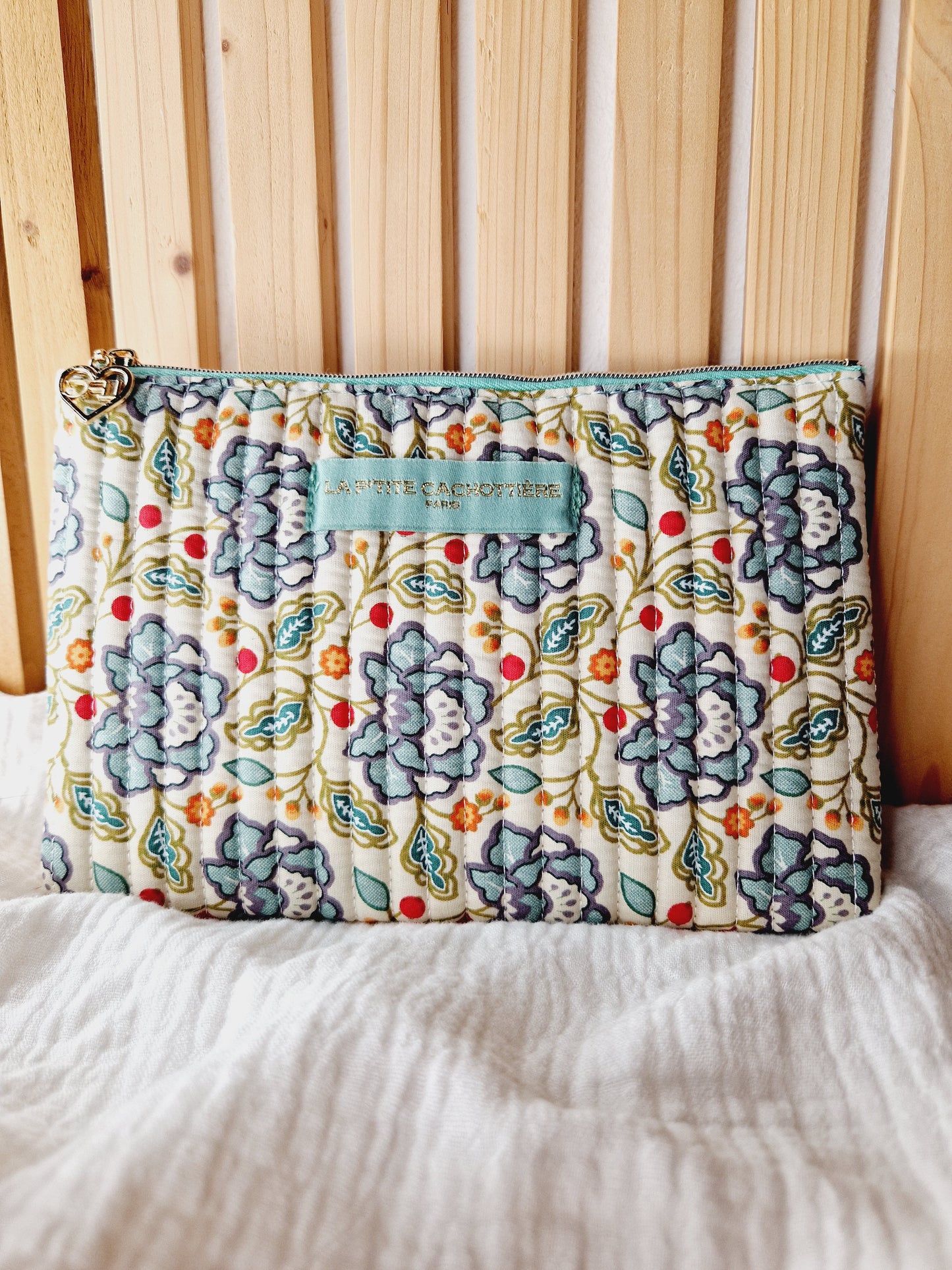Pochette A5 - Liberty vert d'eau