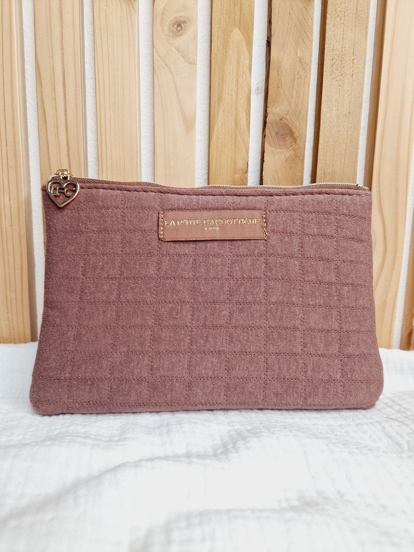 Pochette A5 - Molleton gaufré taupe