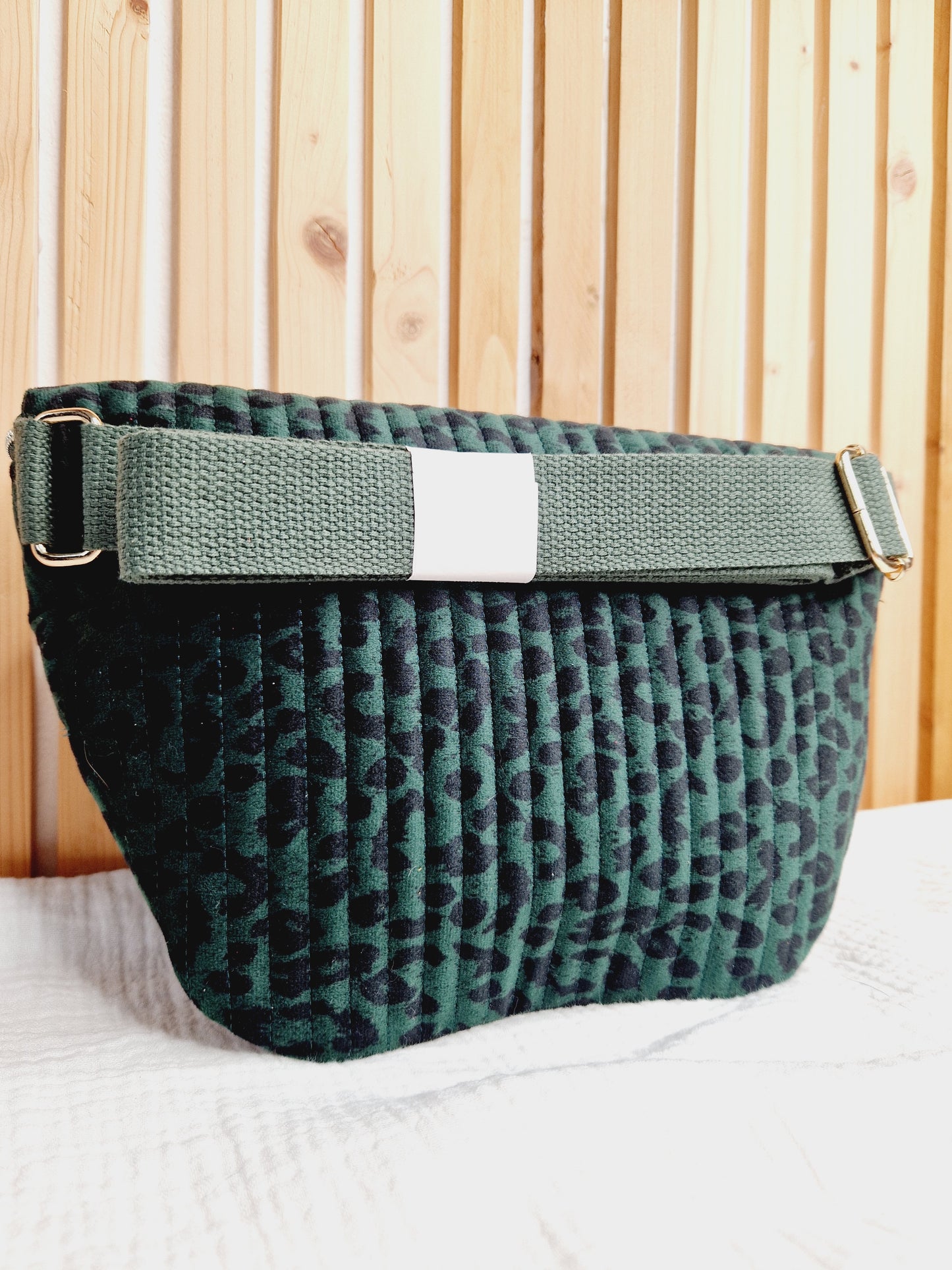 Sac banane - Velours léopard vert
