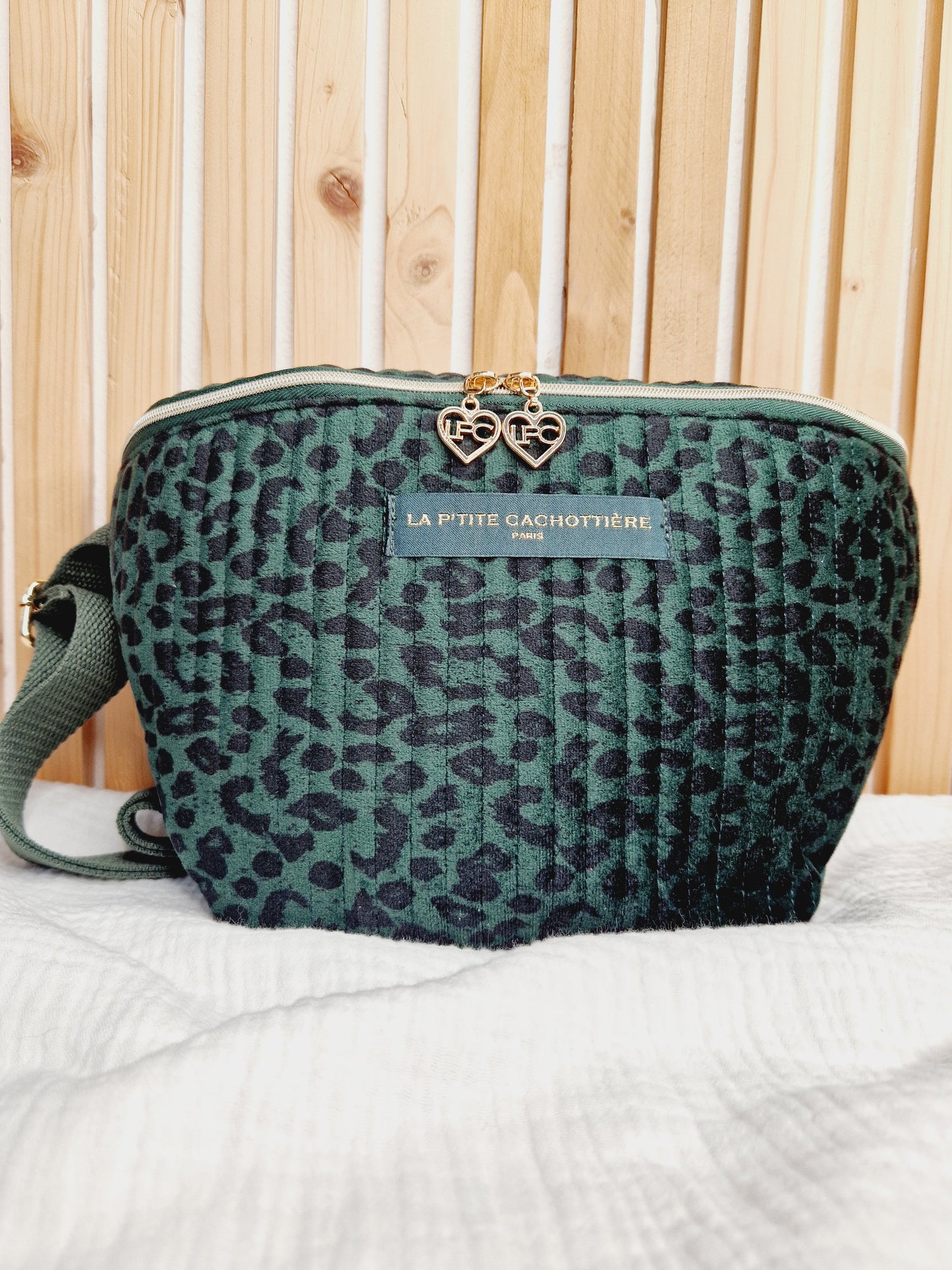 Sac banane - Velours léopard vert
